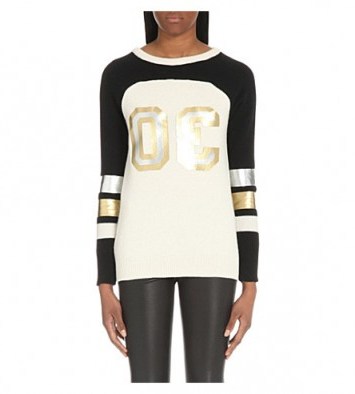TOMMY HILFIGER Metallic-detail wool and cashmere-blend jumper – womens designer jumpers – gold & silver metallics – sweaters – knitwear - flipped