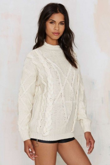 UNIF Omen Cable Sweater Ivory. Womens knitwear | oversized sweaters | knitted fashion | jumpers - flipped