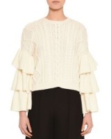 Valentino Voulant Tiered Cable-Knit Sweater – as worn by Olivia Palermo in a photoshoot for Holt Renfrew, October 2015. Celebrity fashion | star style knitwear | designer sweaters | what celebrities wear