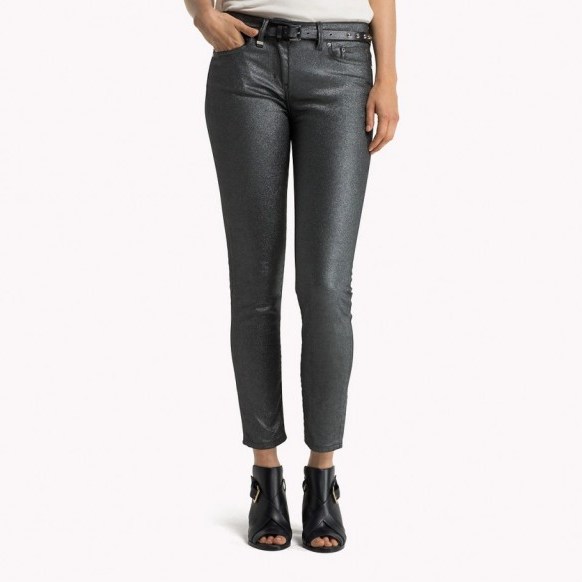 TOMMY HILFIGER Venice Denim Pant in glam blue. Womens jeans | metallic look jeans - flipped