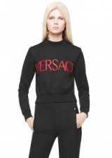 Perrie Edward’s style…Versace Lettering Sweatshirt – as worn by Perrie Edwards on Instagram, 14 October 2015. Designer sweatshirts | celebrity fashion | star style | what celebrities wear | Little Mix clothing
