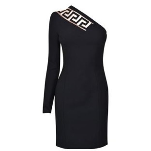 Versus Versace Greek Style Dress in black. Designer dresses | occasion wear | evening fashion | LBD | one shoulder party dress