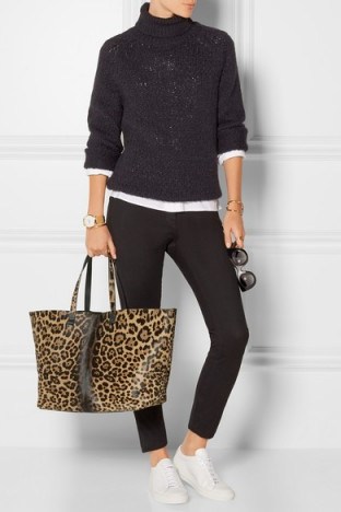 VICTORIA BECKHAM Leopard-print calf hair tote. Glamorous shoppers – animal print bags – designer handbags - flipped