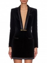 BALMAIN V-neck velvet dress black ~ designer dresses ~ luxury fashion