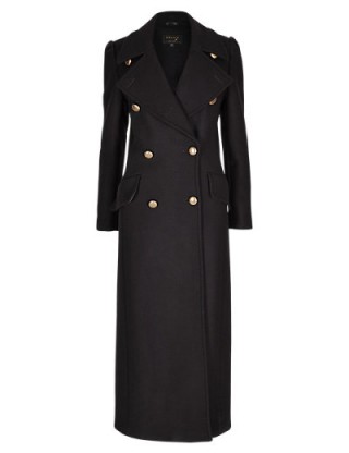 M&S – PER UNA New Speziale Wool Rich Double Breasted Overcoat black. Womens winter coats – long length outerwear – smart fashion – Mark & Spencer clothing