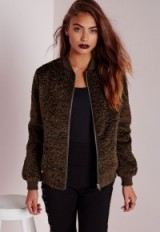 Missguided wool bomber jacket khaki – winter fashion – casual jackets
