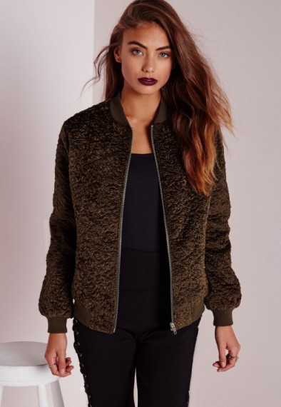 Missguided wool bomber jacket khaki – winter fashion – casual jackets