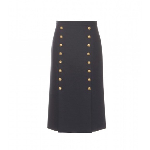 MICHAEL KORS COLLECTION Wool skirt ~ designer skirts ~ smart ~ daywear ~ gold buttons - flipped