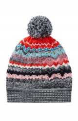 MISSONI Wool-Blend Zigzag Print Hat. Knitted pompom hats | winter accessories | patterned knitwear