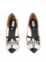 BALENCIAGA X-ray embellished Plexi-heel pumps. Designer high heels / embellished courts / transparent court shoes / luxury footwear