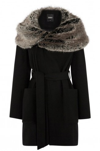 OASIS abigail faux fur collar coat black – warm winter coats – glamorous style – chic looks – stylish fashion - flipped
