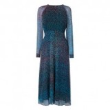 L.K. Bennett Addison Printed Silk Dress azure ~ occasion dresses ~ party fashion ~ evening wear ~ elegant style ~ long sleeves