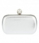ALEXANDER MCQUEEN Metallic box clutch – silver metallics – evening bags – party handbags