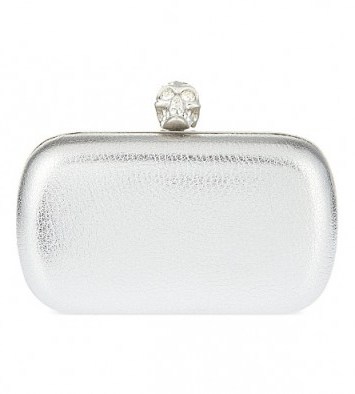 ALEXANDER MCQUEEN Metallic box clutch – silver metallics – evening bags – party handbags - flipped