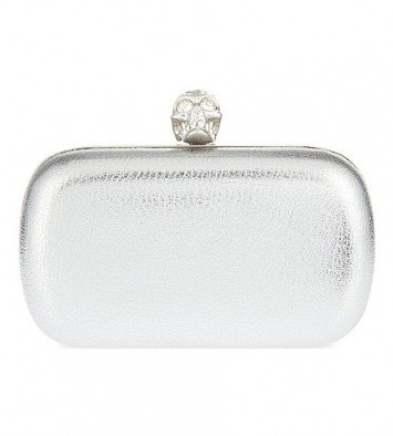 ALEXANDER MCQUEEN Metallic box clutch – silver metallics – evening bags – party handbags