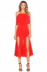 Alice McCALL – ROOM IS ON FIRE DRESS red – as worn by Perrie Edwards posted on Instagram, 26 November 2015. Celebrity fashion | star style | crochet knit dresses | what celebrities wear | knitwear | Little Mix