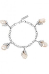 BALENCIAGA Holiday Collection Eugenia silver-tone, pearl and crystal charm bracelet ~ jewellery ~ charms ~ bracelets ~ pearls ~ fashion jewelry