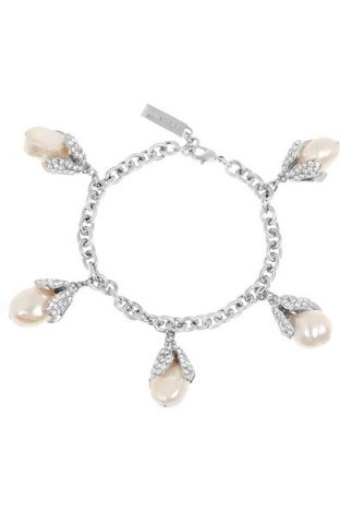 BALENCIAGA Holiday Collection Eugenia silver-tone, pearl and crystal charm bracelet ~ jewellery ~ charms ~ bracelets ~ pearls ~ fashion jewelry - flipped