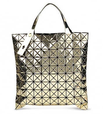 BAO BAO ISSEY MIYAKE Platinum 3 metallic prism tote – gold metallics – designer handbags – shoppers - flipped