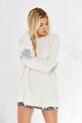 BDG Elbow Patch Sweater in Ivory. Oversized sweaters | knitted fashion | cable knit jumpers | knitwear | weekend style