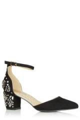 OASIS Bessie Bejewelled Courts black. Embellished mid heels / party shoes / evening accessories / ankle strap / jewelled footwear / ankle straps