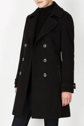 Wallis black military wool coat. Winter coats / womens outerwear / warm fashion - flipped