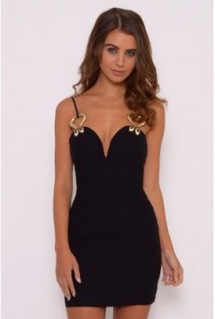 Rare Black Snake Detail Bodycon Mini Dress. Strappy party dresses / going out glamour / lbd / glamorous evening fashion - flipped