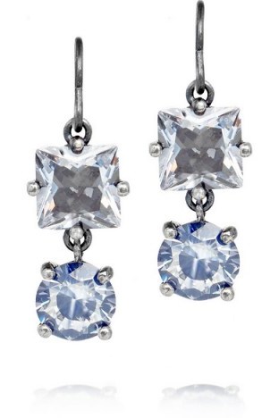 BOTTEGA VENETA Oxidized sterling silver cubic zirconia earrings ~ designer costume jewellery ~ drop earrings - flipped