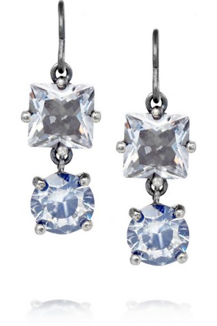 BOTTEGA VENETA Oxidized sterling silver cubic zirconia earrings ~ designer costume jewellery ~ drop earrings