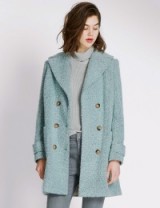 M&S PER UNA Dusty Green Bouclé Textured Coat with Wool. Winter coats / warm jackets / cosy & stylish / Marks and Spencer