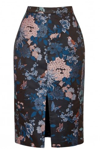 OASIS – Butterfly jacquard pencil skirt ~ floral skirts ~ flower prints - flipped