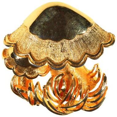 Alice Joseph Vintage 1970s Vendome Toadstool Brooch, Gold – mushroom brooches – 70s jewellery – retro accessories - flipped