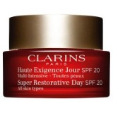 Clarins Super Restorative Day Cream SPF20 – All Skin Types, 50ml. Anti-aging creams – wrinkle reduction face cream – beauty products – skin care – age defying moisturiser – moiturisers