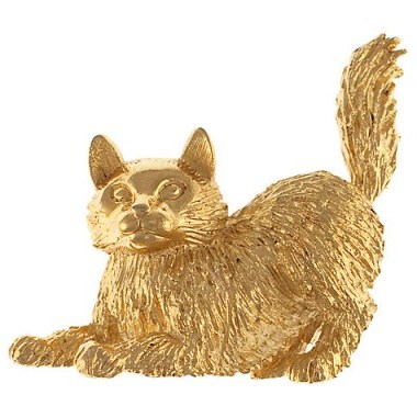 Eclectica 1960s Trifari Gold Plated Cat Brooch – vintage brooches – cat jewellery – 60s accessories – cats - flipped