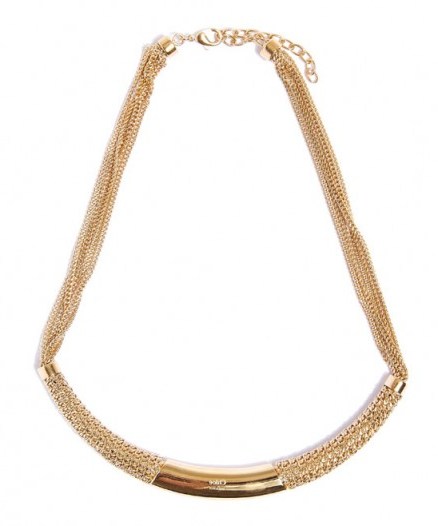 CHLOE GOLD-TONE HOPE SEMI RIGID CHAIN COLLAR NECKLACE – statement necklaces – designer fashion jewellery - flipped