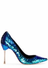 SOPHIA WEBSTER Coco iridescent sequinned pumps – as worn by Gwen Stefani out and about in New York, 27 October 2015. Star style | celebrity fashion | designer high heels | sequinned court shoes | what celebrities wear