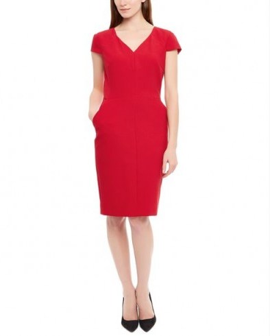 Compact tailoring V-neck red dress from Jaeger.co.uk. Perfect! - flipped