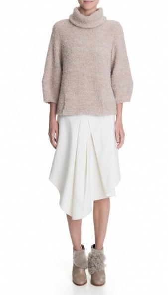 tibi – cozy boucle cropped sleeve sweater. Winter fashion | high neck sweaters | stay warm & stylish | roll neck jumpers - flipped