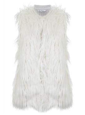 Miss Selfridge cream faux fur knitted gillet ~ weekend style ~ fluffy gilets ~ sleeveless jackets ~ warm & stylish ~ casual fashion