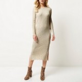 RIVER ISLAND – Cream knitted bodycon midi dress. Winter dresses / knitwear / day fashion / casual style