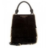 BURBERRY PRORSUM Black Fringed suede bucket bag. Designer bags / fringe design / luxury accessories / chic handbags p