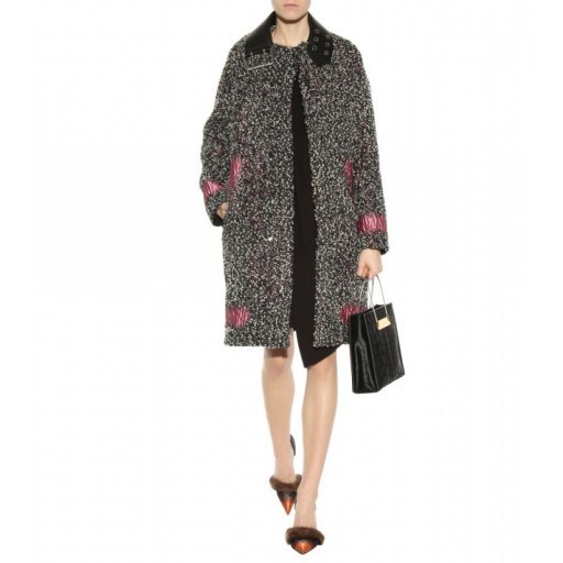BALENCIAGA Leather-trimmed wool-blend bouclé coat. Winter coats / warm fashion / designer clothing / luxury style p - flipped