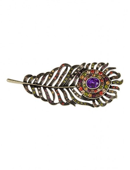 M&S Collection Diamanté Feather Eye Brooch. Brooches / feathers / fashion jewellery / accessories / Marks and Spencer - flipped