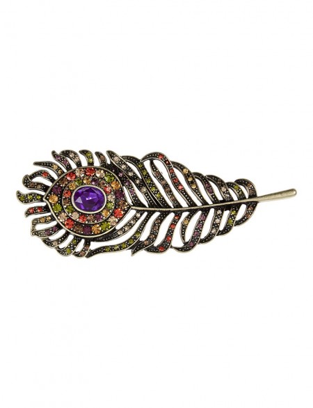 M&S Collection Diamanté Feather Eye Brooch. Brooches / feathers / fashion jewellery / accessories / Marks and Spencer