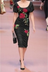 DOLCE & GABBANA Floral-appliquéd silk-blend tulle dress black. Italian fashion ~ luxury ~ chic style ~ fitted dresses ~ feminine form ~ red roses