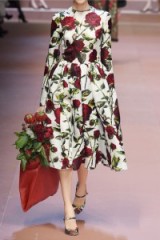 DOLCE & GABBANA Floral-print silk-organza dress white with red roses. fit & flare ~ luxury ~ feminine style ~ Italian fashion