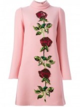 DOLCE & GABBANA pink sequinned rose dress. Italian fashion ~ luxury ~ embellished dresses ~ sequins ~ red roses ~ feminine style
