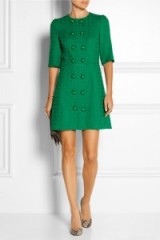 DOLCE & GABBANA Wool-blend tweed mini dress emerald green. chic style ~ Italian fashion ~ luxury dresses