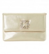 DUNE Bree brooch-detail metallic clutch gold leather – metallics – evening bags – occasion handbags