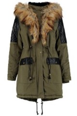boohoo Eloise faux fur collar & leather look trim Parka – winter coats – casual style – fashion